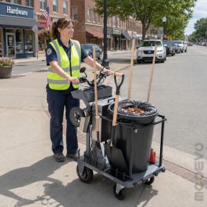 street cleaning electric scooter cart city workers
