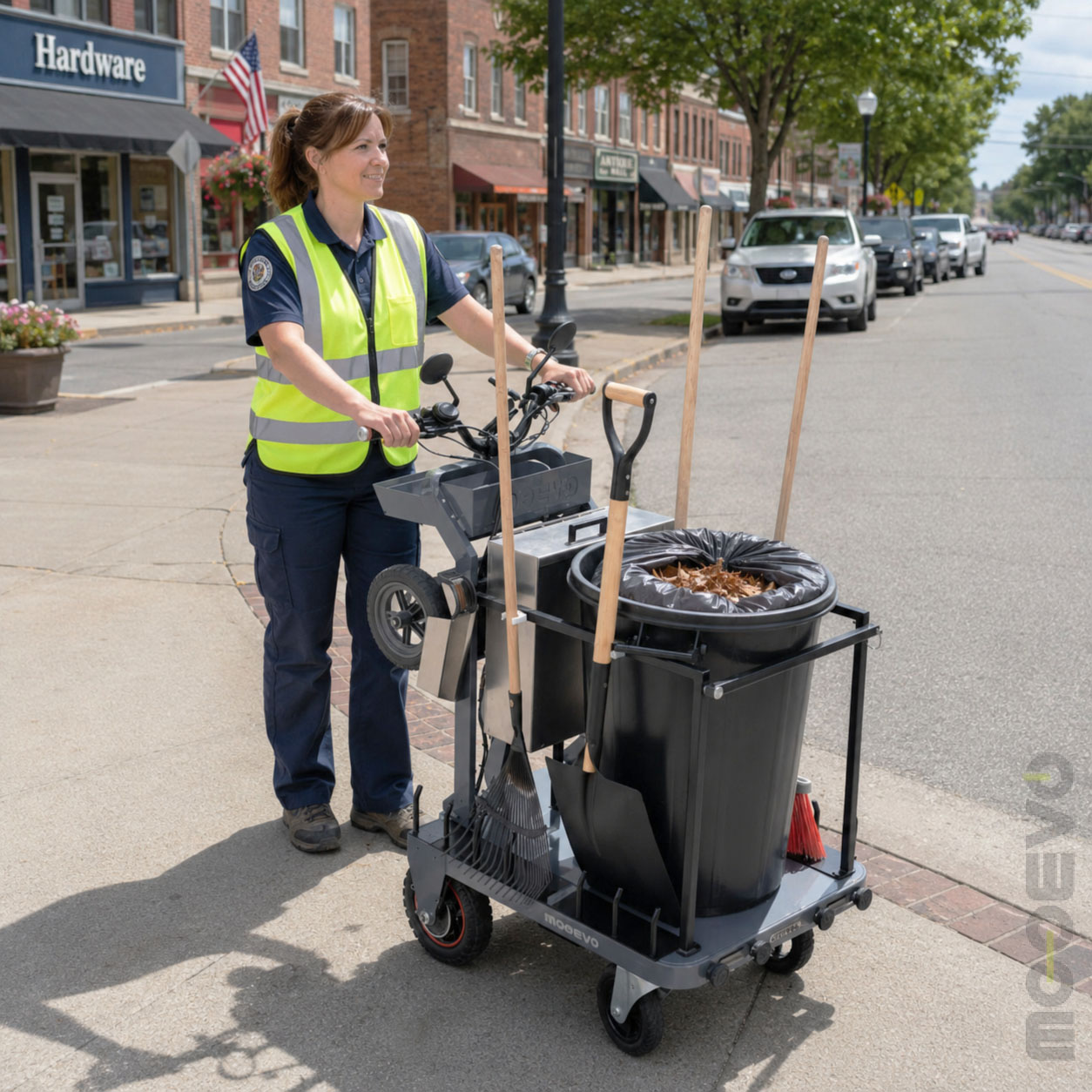 street cleaning electric scooter cart city workers